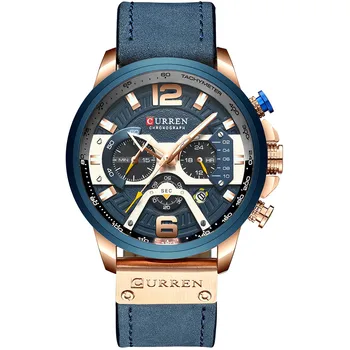 Nove Priložnostne Šport Horloges voor Mannen Blauw Topmerk Luxe Militaire Lederen Polshorloge Človek Klok Moda Kronograf Horloge