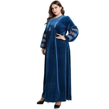 Novi Dubaj Abaya Žamet Vezenje Dolgo Obleko Muslimanske Ženske Maxi Tam Kaftan Islamska Stranka Obleke Arabski Haljo Turčija Maroko Jilbab Abayas