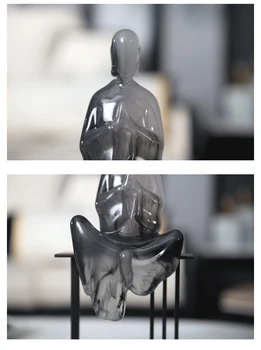 Novi Kitajski Zen Abstraktna Slika, Ki Je Sedel Na Črni Kovinski Okvir Figur Doma Soba Dekoracijo Oprema Umetnostne Obrti Menih Dekoracijo