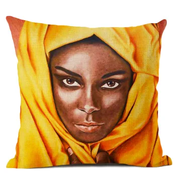 Novo Afriki Umetnosti Črno Dekle Afriška Ženska Oljna Slika Srčkan Blazino Kritje Za Kavč Dekoracijo Srčkan Risanka Dekle Perilo Blazine Pokrov