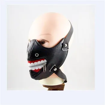 Novo Cosplay Tokyo Ghoul 2 Kaneki Ken Masko Zadrgo Prop PU Usnje Unisex Steampunk Masko Gothic Retro Pozimi Topla Maska
