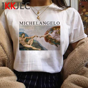 Novo David Michelangelo Vaporwave Tshirt Ženske Estetski Strani Natisni T-shirt Smešno Risanka Poletje T Shirt Moda Vrh Tees Ženski