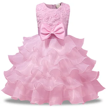 Novo Dekle Obleko Božič Elegantno Princesa Obleko Dekle Rose Obleko Poročno zabavo Obleko brez Rokavov Za 3 mesece - 8 let