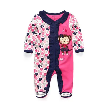 Novorojenček 0-12M Otroška stopala romper risanka baby fantje, dekleta obleke splošno otroške pižame baby toplo obleko