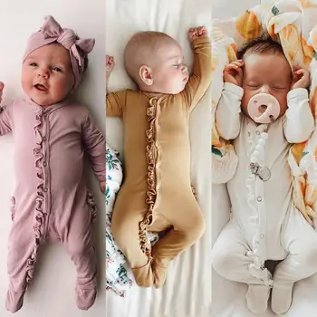 Novorojenček Dojenček Fant Dekle Jesenski Oblačila Z Dolgimi Rokavi Romper Glavo Sleepwear Pižame Babygrows