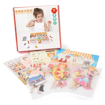 Obleko Spreminjanje 3 ljudi Niti niza sprememb igro Dressing Jigsaw homeschool dobave izobraževalne 3d puzzle baby lesene igrače