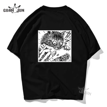 Obresti T-Shirthell Mačka Junji Ito Tiskanja Človek T-Shirt Moda Smešno Anime Harajuku Slog T Shirt Ulične Hip Hop