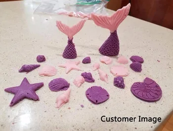 Ocean Morje Življenja Temo Srčkan Seashell morska deklica Rep Silikonski 3D Čokolada Peko, Fondat Milo Sladkarije Torta Dekor Jelly Sugarcraft Plesni