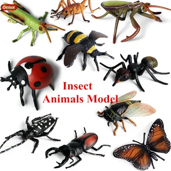 Oenux 10PCS Insektov, Živali Model Metulj Kobilica Čebel Ant Bogomolke figuric Figur Miniaturni Izobraževalne Igrače Za Otroke