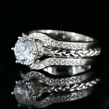OEVAS 925 Sterling Srebrni Poročni Prstani Set Biser Visoko Kakovostnih Ogljikovih Diamant Udejstvovanje Stranka Fine Nakit Trgovini