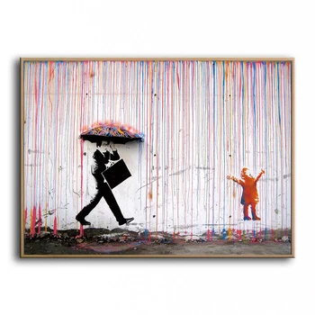 Oljno sliko Otrok v dežju Sodobno Abstraktno slikarstvo, umetnost ročno pobarvane Platna, Slikarstvo, umetnost Edinstven design 2020041701