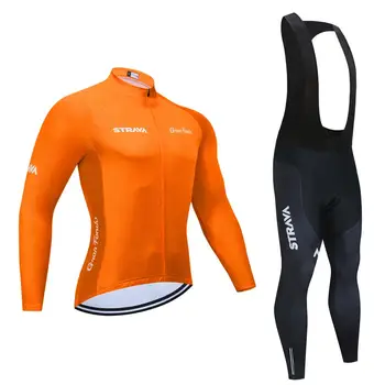 Oranžna 2020 STRAVA Jesensko Kolesarjenje Oblačila Določa Long Sleeve Jersey Moški Ekipi Spomladansko Jakno Nastavite MTB Oblačila Ropa Ciclismo