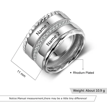 Osebno Ime Obroč s Kubičnih Cirkonij Poročni prstan Obroči za Ženske Dodatki Darilo za Pare Ljubitelji (JewelOra RI103817)
