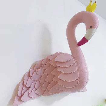 Otroci Dekle Soba Dekoracijo 3D Polnjene Živali Glave Swan Flamingo Glavo Steni Visi Dekor Za Vrtec Dekor Fotografija Rekviziti