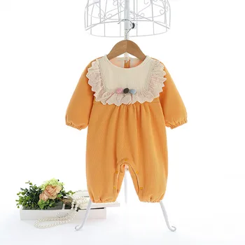 Otroška Oblačila Pozimi Baby Romper Novorojenčka Bombaž dolg rokav Žamet Baby jumpsuit za Malčke Jumpsuit rumeno 0-2Y