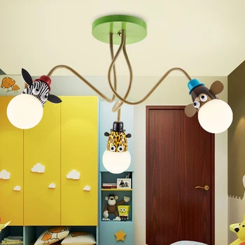 Otroška soba lučka fant dekle soba, spalnica LED stropne luči Nordijska ustvarjalne cartoon živali Ameriški osebnost stropna svetilka