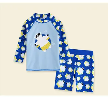 Otroške Kopalke Fantje Dekleta Kopalke 2pcs kopalke( Majica+ Prtljažnik) Split Dolgimi Rokavi, zaščito pred soncem, Hitro Suhe Fant Baby Toplo Set
