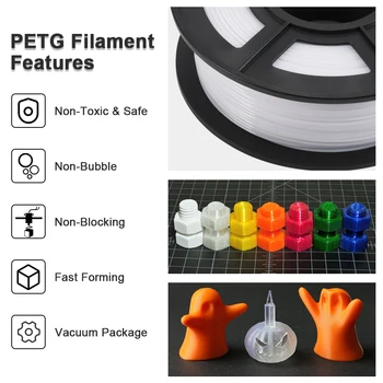 PETG 3D Žarilno 1.75 mm Dimenzijsko Natančnost+/- 0.02 mm Enotepad 1 KG 2.2 lb Pisane PETG Okolju prijazen Material, Hitra Dostava