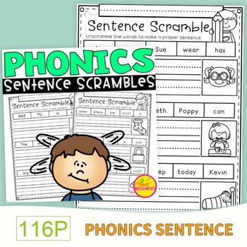 Phonics Stavek Scrambles za Vrtec in Prvi Razred delovni Listi za Predšolsko Učenje angleške Besede Odlomke Delovne zvezke Otroci