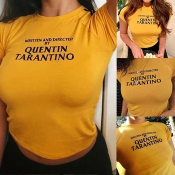 Pisni In Usmerjena Quentin Tarantino Rumena Majica 90. letih Ženske Modni Tees Goth Grunge Vrhovi Camisetas Tumblr Umetnosti Slogan Majica