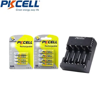 PKCELL 4Pcs/1Cards 2600mAh AA Baterija za ponovno Polnjenje +4Pcs/1Card AAA 1000mAh 1,2 V NI-MH Z 1-4Slots Polnilnik