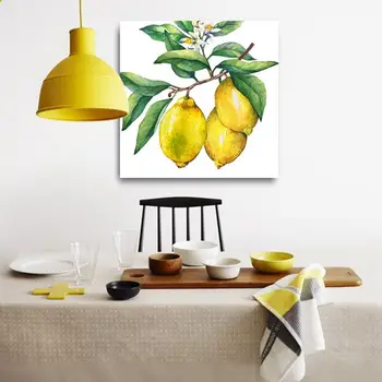 Platno Slike Za Kuhinjo Wall Art 1 Kos/Kos Limone Na Veji Sadje Slikarstvo Tiskanje Majhnih Sveže Plakat Doma Dekor Uokvirjena