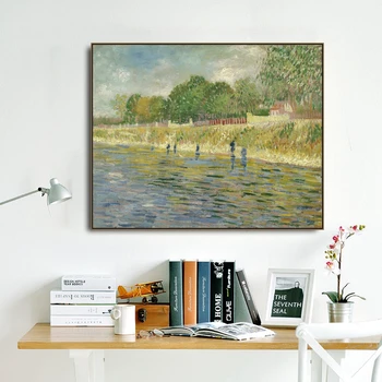 Platno Umetnosti 《Riverside 》Oljna slika, Vincent Van Gogh Poster Tiskanje Stenske Slike za Dnevni Sobi Doma Dekor