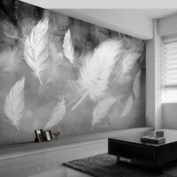 Po meri 3D Ozadje Sodobne Preprosto Belo Perje Foto Stenske Freske Dnevna Soba, Spalnica Doma Dekor De Papel Parede Ozadja 3 D