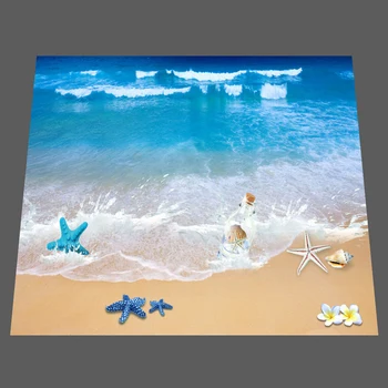 Po meri 3D Tla Freske Ozadje Plaži Kopalnica Vodotesne Talne Nalepke PVC samolepilne Zidana De Papel Parede 3D Doma Dekor