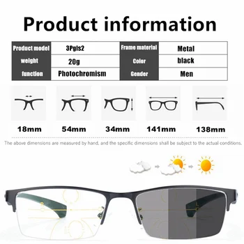 Po meri Recept Progresivna Multifokalna obravnavi očala moških TR90 kovinski okvir presbyopia očala z receptom astigmatism