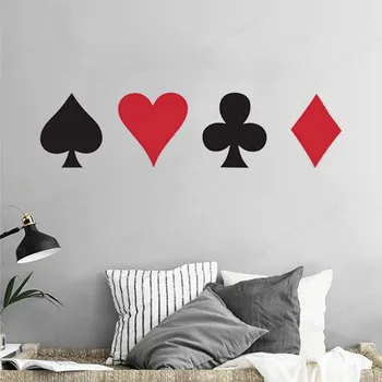 Poker Srce Diamond stensko Nalepko Kartice Lopata Klub stenske nalepke, vinilne Igranje Igre Soba wall decor art zidana JH358
