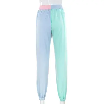 Poletje moda osebnost macaron mešane barve priložnostne hlače girly občutek za vse-tekmo elastična visoko pasu tanek pas hlače