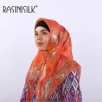 Poletje Tanke Kvadratni Šal Svile Jacquardske Ženske Mulim Hijabs Headscarf Kovinski Cvetlični Vzorec Šal Zaviti Headscarf 85*85 cm