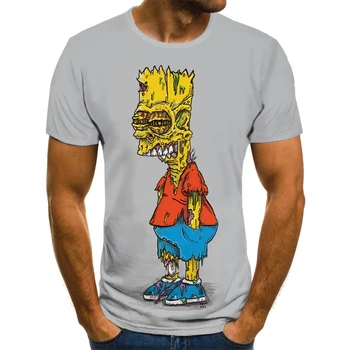 Poletje Vroče Anime Simpsons 3D Smešno T-shirt Vroče Risanka Moških in Žensk Krog Vratu Vrh 3DT Majica Hip Hop Harajuku Ulica Zabavno Zgoraj
