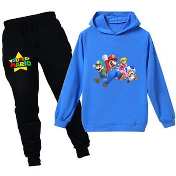 Pomlad Jesen Otroci Super Mario Risanka Šport Bombaž Long Sleeve Hooded Priložnostne Domači Fantje Dekleta otroška Oblačila Hoodies