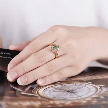 Posebna Oblika Kolumbija Smaragdno Kamna Obroč 14K Rumeno Zlato Naravni Diamant Fine Nakit Trgovina za Ženske, Poročni Nakit