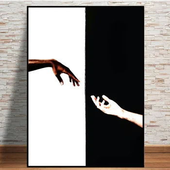 Povzetek Črno In Belo Roko V Roki Umetnosti Plakatov In Fotografij Wall Art Slika Na Platnu Slikarstvo Za Dom Dekor Dnevna Soba