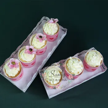 Pravokotnik pladenj za cupcake belo poročno torto orodja za prikaz dekoracijo krožnika stranka dogodek domov dekoracijo bakeware