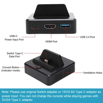 Prenosni Miške, Tipkovnice Adapter za Nintend Stikalo NS Konzole za Video Pretvornik HDMI-compatibe TV Zamenjava Dock Polnjenje