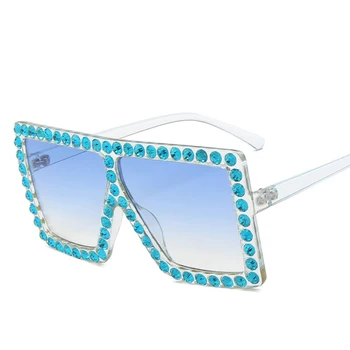 Prevelik Diamond Sončna Očala Ženske 2020 Luksuzni Kvadratnih Odtenki Velik Okvir Ženski Moški Sončna Očala Modne Blagovne Znamke Oblikovalec Očala