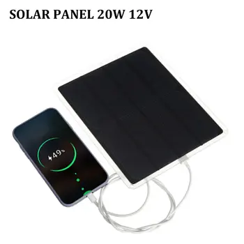 Prilagodljiv solarni panel 20w plošče sončne celice celice modul DC za avto, jahto svetlobe RV 12v baterija čoln 5v zunanji polnilnik