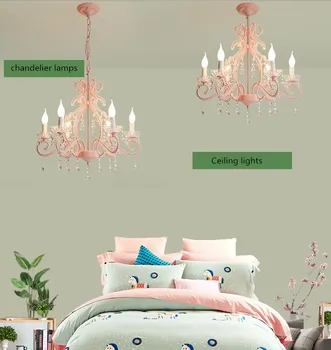Princesa soba lestenec, otroška soba, spalnica dekle roza kristalno lučka