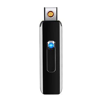 Pritisni Gumb USB Lažji za ponovno Polnjenje Lažji dvostranski Vžiga Polnjenje Elektronskih Windproof Cigaretni Vžigalniki za Moške
