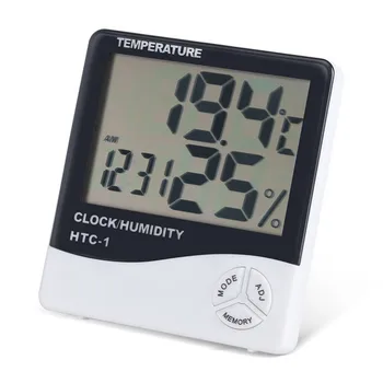 Prodaja Zaprtih Soba LCD Elektronski Temperatura Vlažnost Meter Digitalni Termometer, Higrometer Vremenske Postaje Budilka HTC-1