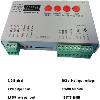 Programable RGB LED Krmilnik DC5-24V Max 2048 Led Pik Krmilnik Naslovljive WS2812B LED Trak SD Krmilnik