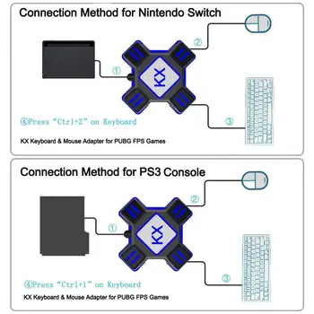 PS4 Xbox Eno Tipkovnico, Miško Adapter KX Igra Gamepad Krmilnika Pretvornik Za Nintendo Stikalo Playstation 4 FPS Igre Pribor