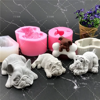 Puding Torta Plesni Plesni Silikonske Pene 3D Ice Cream Dekoracija Pes Fondat gline plesni živali torto orodje za bakeware