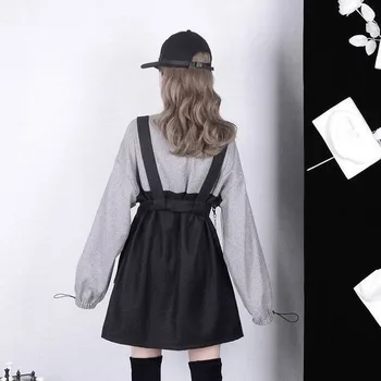 Punk Oblačenja Žensk Ulične Gothic Harajuku Goth Dolgimi Rokavi, Oblačila za Dekleta korejski Modni Slog Mini Obleka 2021 Egirl