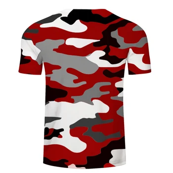 Rdeče Moških 3D majica Camo tshirts Poletje T-Shirt Priložnostne Tees Tiskanja Vrhovi ShortSleeve Camiseta Natisnjeni Streatwear DropShip ZOOTOBEAR