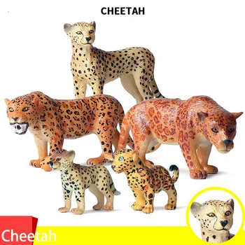 Realno Zoo Živali Lev,Tiger,Gepard,žirafa,Panda Figurice z Mladiča Plastičnih Safari Živali Slika Model igrača Darilo za Otroka